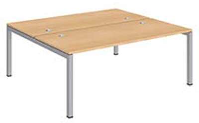 Pôle 2 bureaux L 180 cm plateaux hêtre piètement métal Pôle 2 bureaux L 180 cm plateaux