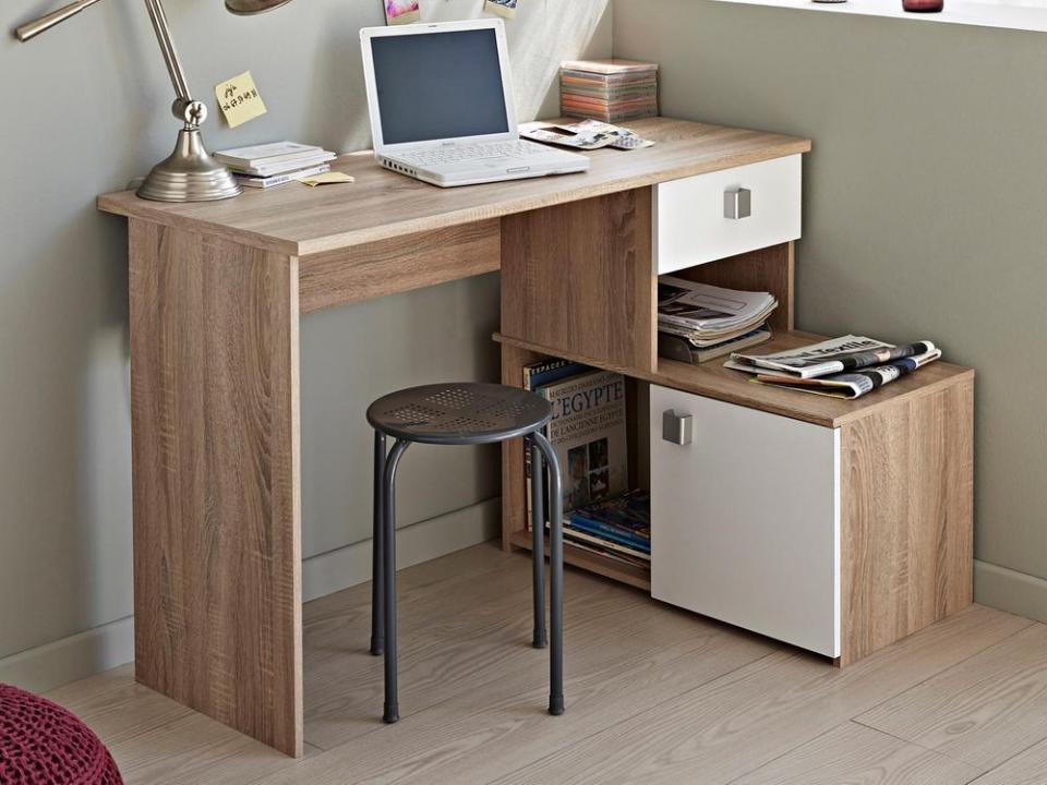 Bureau dangle ICARE chêne/blanc