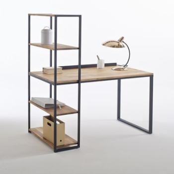 Bureau-bibliothèque métal et chêne massif, Hiba -