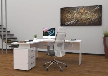 Ensemble bureau dangle moderne blanc laqué WANDA