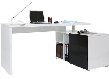 Bureau design blanc et noir laqué rangements droite Bureau design blanc et noir