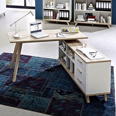 Bureau dangle blanc et couleur chêne clair contem