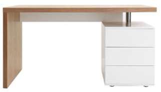 Bureau design en chêne clair et blanc CALIX Bureau design en chêne clair