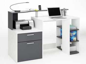 Bureau Oracle - MDF blanc gris - 1 tiroir et 1 porte Bureau Oracle - MDF blanc
