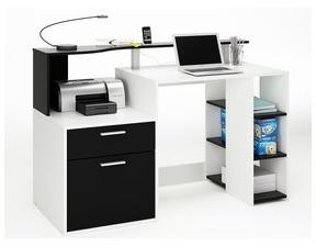 Bureau Oracle - MDF blanc perle noir - 1 tiroir et Bureau Oracle - MDF blanc