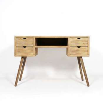 Bureau scandinave patine bois brossé 4 tiroirs 1 é