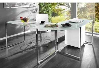 Bureau dangle design en verre trempé avec piéteme