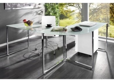 Bureau dangle design en verre trempé avec piéteme