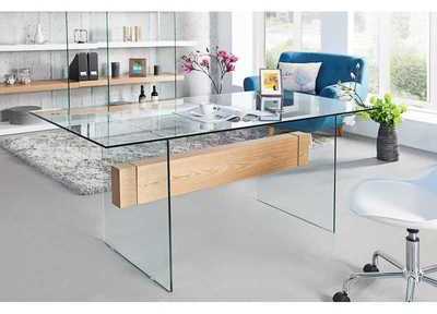 Bureau moderne 160 cm en verre trempé coloris blan