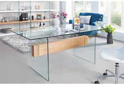 Bureau moderne 160 cm en verre trempé coloris blan