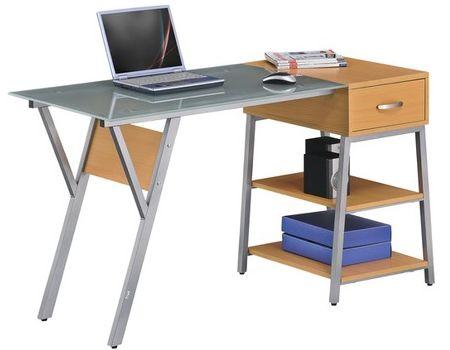 Bureau / Table dordinateur MAYA hêtre/argent hjh