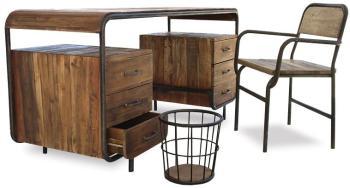 Bureau vintage de style industriel en bois et méta