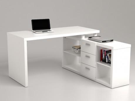 Bureau dangle avec rangements ALDRIC III - Blanc