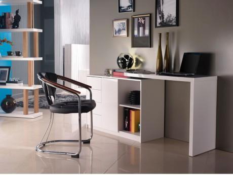 Bureau extensible PAVEL - MDF laqué blanc - Plateau Bureau extensible PAVEL -