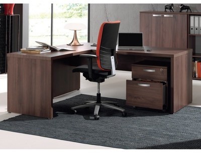 Bureau contemporain 180 cm coloris noyer