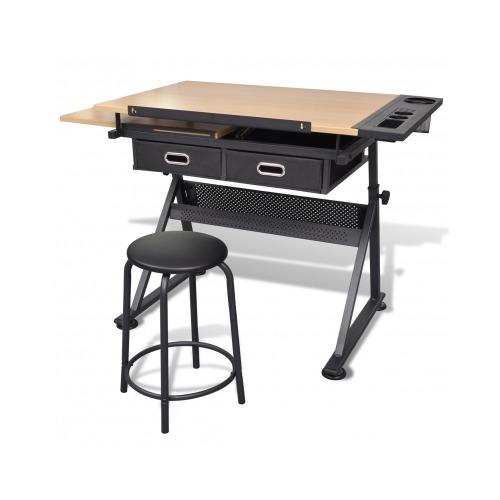 VidaXL Table à dessin inclinable avec tabouret