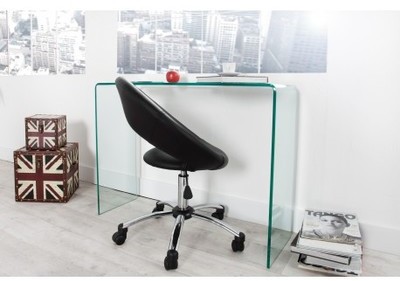 Bureau design 100 cm en verre coloris transparent