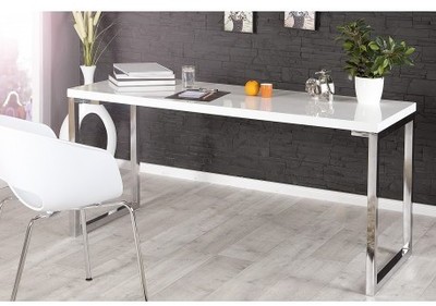 Bureau contemporain 140 cm coloris blanc laqué