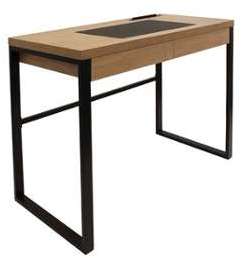 Bureau industriel - 100 x 50 cm - Noir et marron
