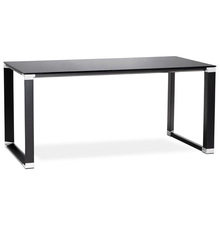 Bureau de direction droit design XLINE en verre noir Bureau de direction droit
