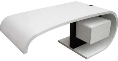 Bureau design virgule laqué blanc et noir 2 tiroirs Bureau design virgule laqué