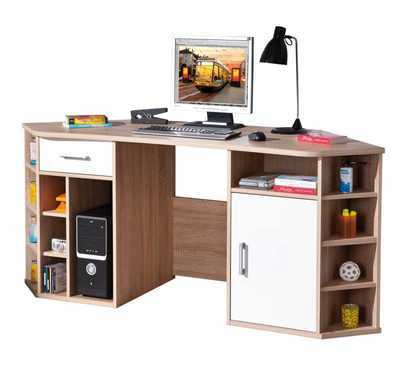 Bureau dangle coloris blanc et chêne naturel