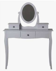 Coiffeuse avec miroir LILY coloris gris Coiffeuse avec miroir LILY