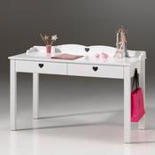 Bureau 2 tiroirs en bois laqué blanc Longueur 130