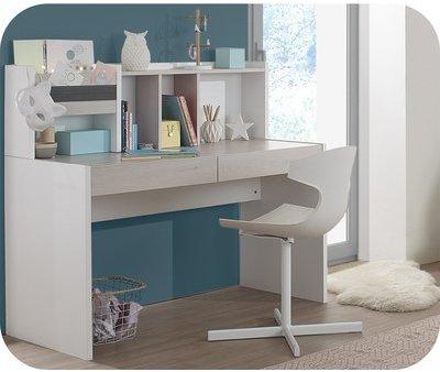 Bureau Enfant Iléo Blanc et Bois avec Rangements Bureau Enfant Iléo Blanc et