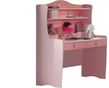 Bureau enfant princesse laqué rose 2 tiroirs LIZZY
