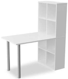 Bureau avec bibliothèque 8 cases ADAM coloris blanc Bureau avec bibliothèque 8