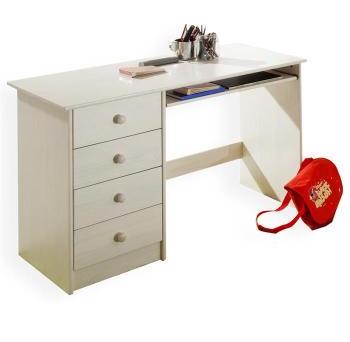 Bureau enfant MALTE 4 tiroirs lasuré blanc Bureau enfant MALTE 4 tiroirs