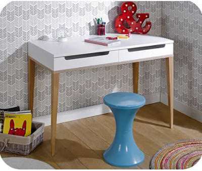 Bureau Enfant Riga Blanc et Bois avec Tiroirs Bureau Enfant Riga Blanc et