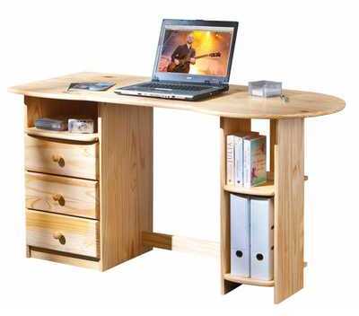 BUREAU 3 TIROIRS 3 NICHES COLORIS chêne naturel