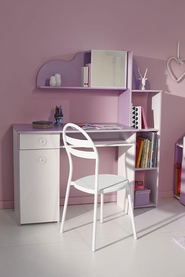 Bureau enfant couleur rose et blanc MAMZEL