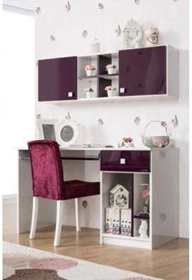 Bureau Ado blanc et mauve laquée