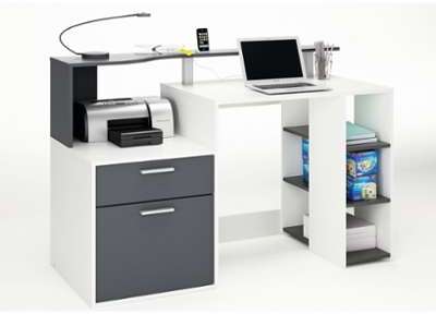 Bureau ordinateur compact gris graphite