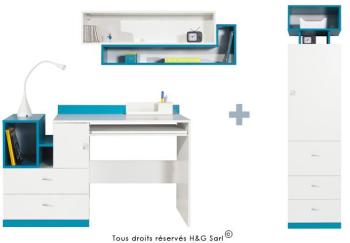 BUREAU CHAMBRE ENFANT JOLLY BLEU AVEC COLONNE A ET