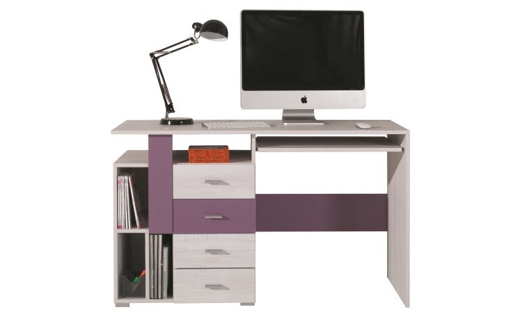 Bureau chambre enfant et ados blanc et violet ou G