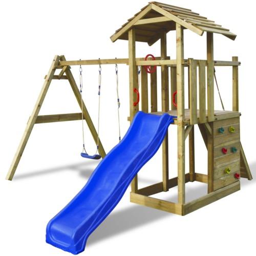VidaXL Portique en bois avec échelle, glissoire et