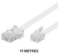 Câble téléphonique RJ11 / RJ45 Blanc - 15m