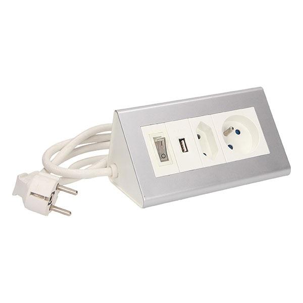 Bloc multiprise prise type E, prise type C, USB et