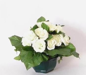 Vasque Composition de Roses champagnes artificiell