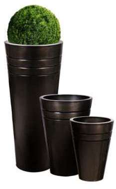 Cache-pots Hauts Ronds en Zinc Platine Hauteur : 9