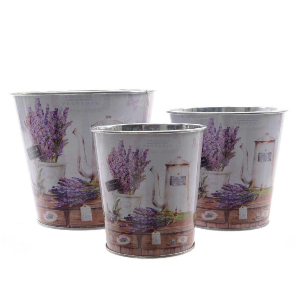 3 Caches Pots Lavande en Zinc 3 Caches Pots Lavande en Zinc