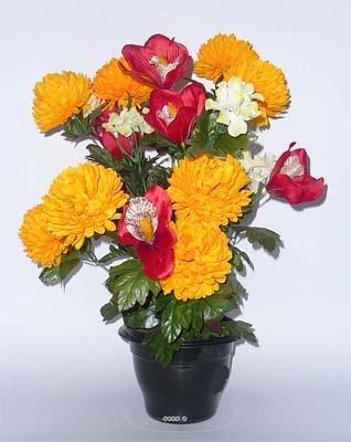 Composition Pot Chrysantheme Orchidee lestee pour