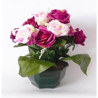 Composition Vasque Rose et Lys lestee pour exterie