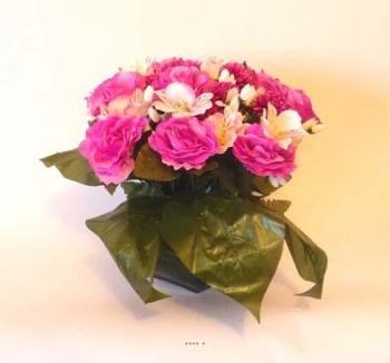 Composition Vasque Rose alstromeria lestee pour ex