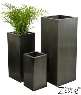 Cache-Pots Hauts Cubes Zinc Platine Petit