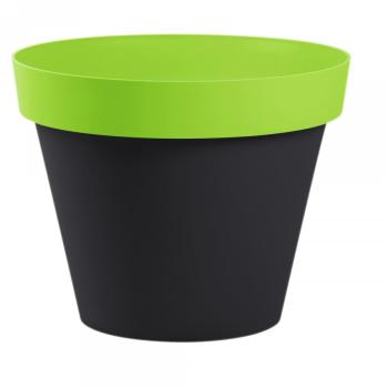Cache-pot gris et vert en plastique H47xD60cm {Cou